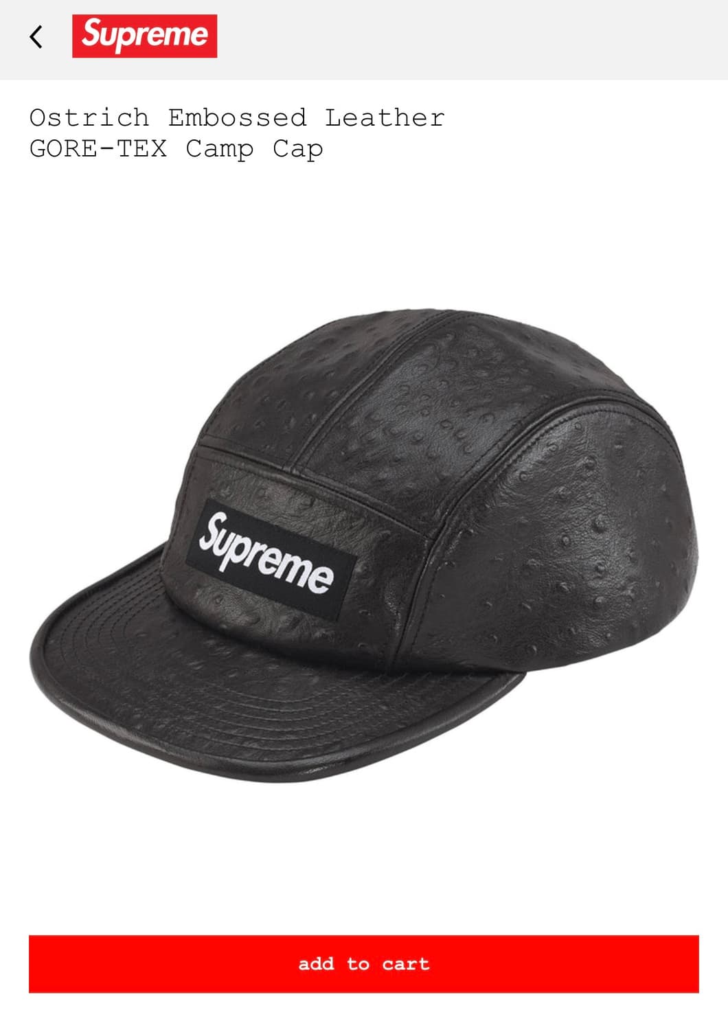 새상품) 슈프림 레더 고어텍스 캠프캡 블랙 상품이미지1