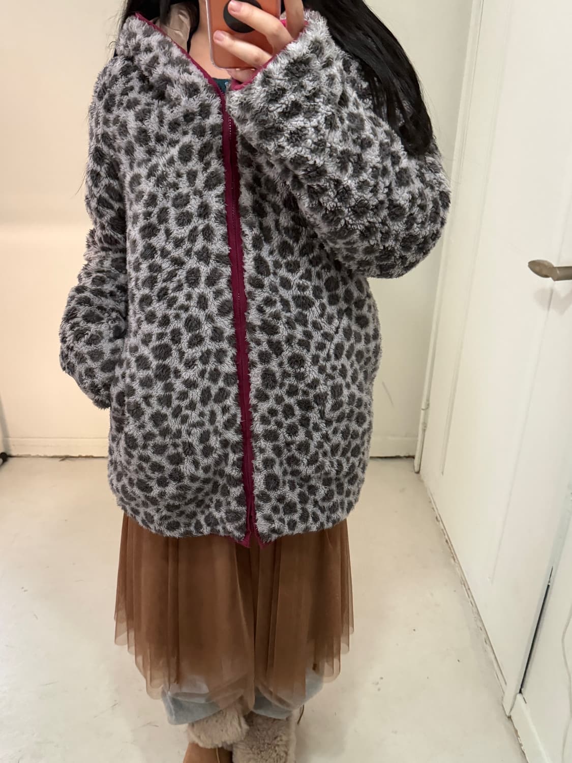 일본빈티지 갸루 리버시블 호피 점퍼 상품이미지1