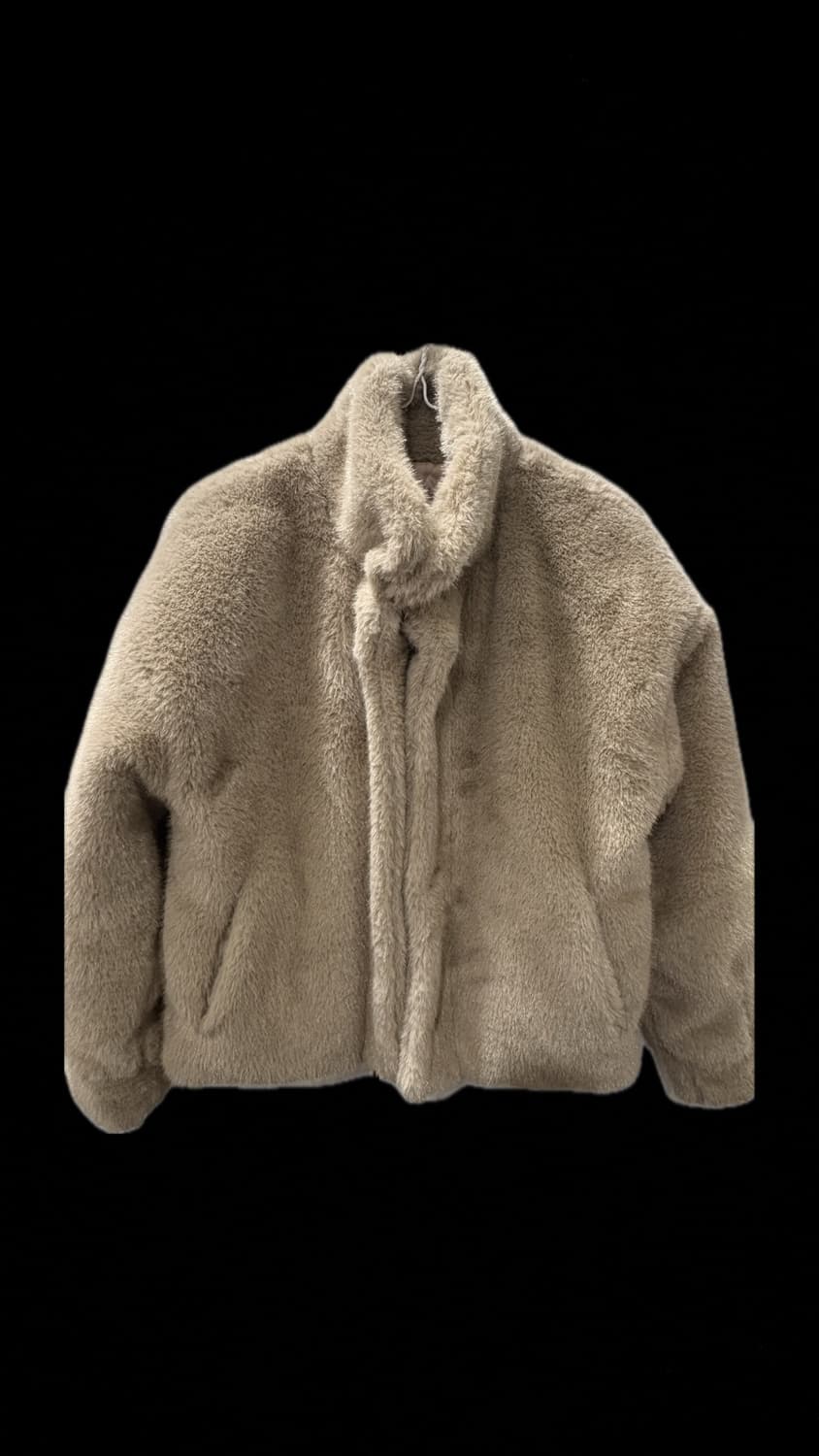 베이지 하이넥 퍼자켓 상품이미지1