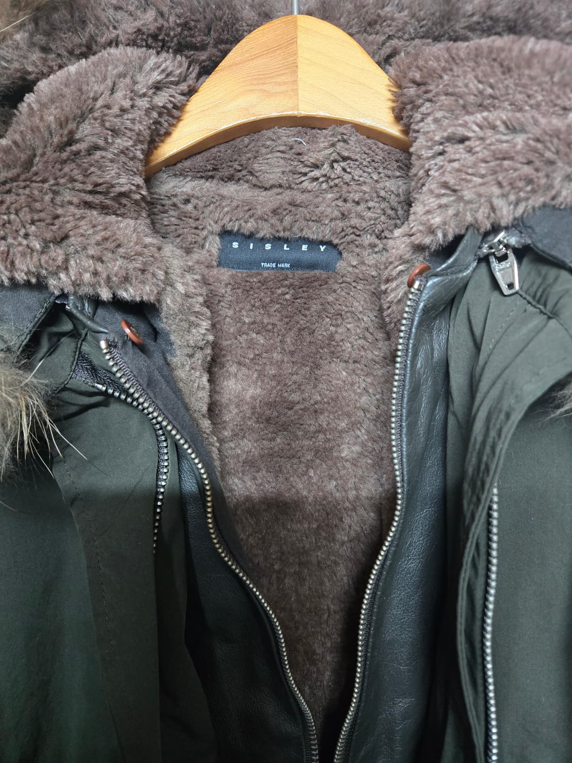 Sisley 여성 후드 롱라쿤  퍼  야상 패딩 42 상품이미지4