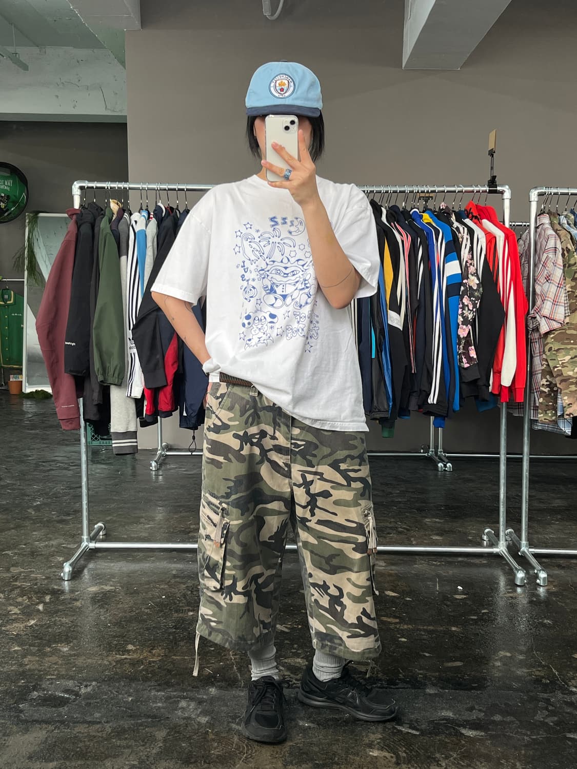 빈티지 카모플라주 카고 하프 팬츠 상품이미지6