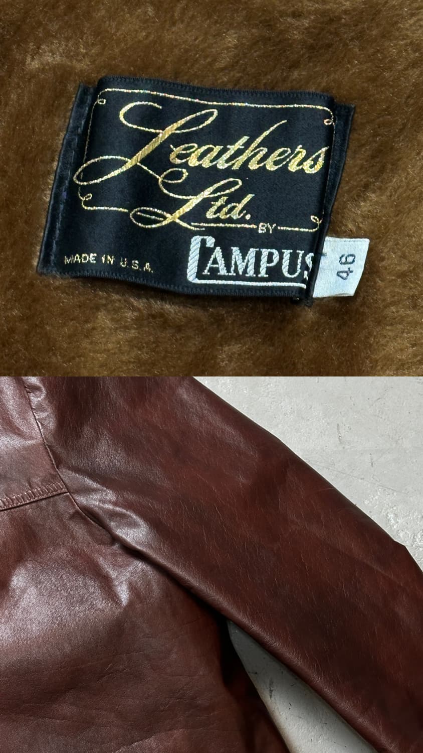 70's 빈티지 버건디 크롭 레더 자켓 파이트 클럽 상품이미지8