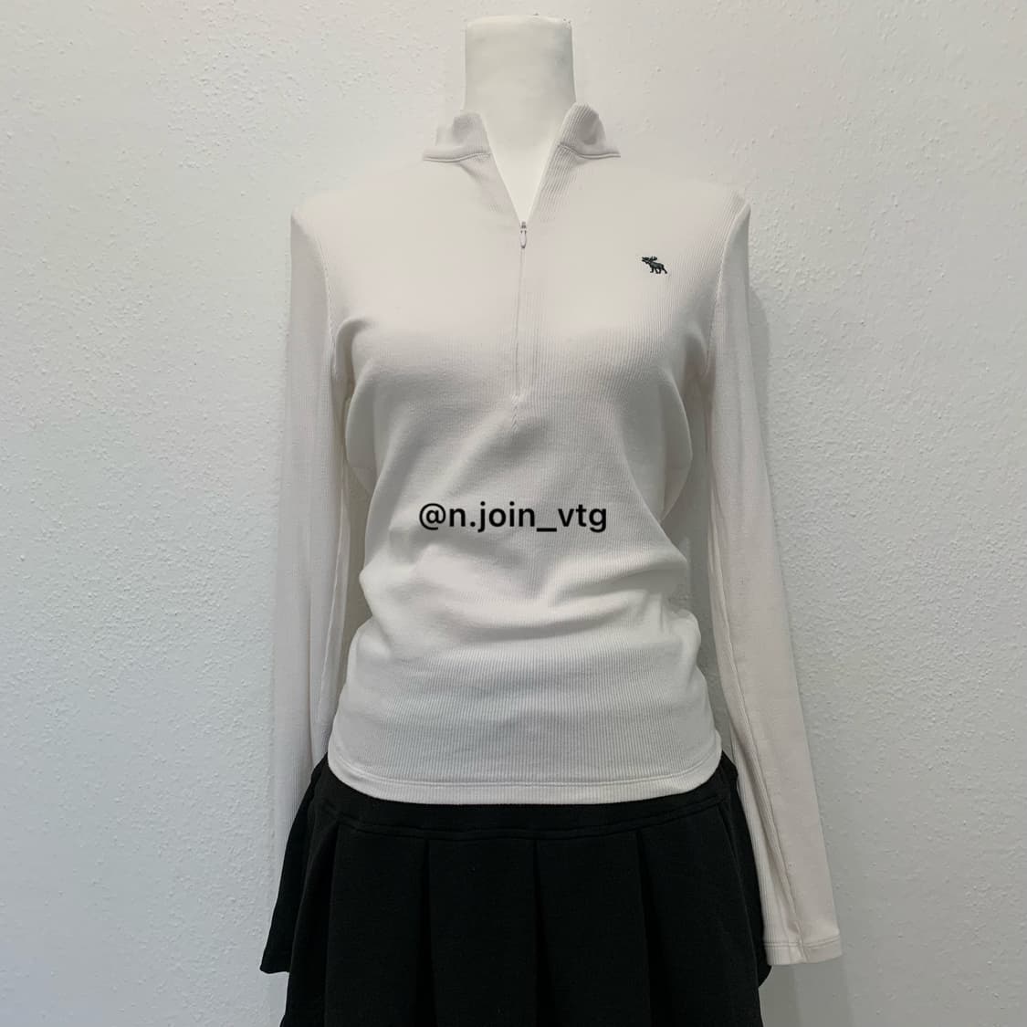 예약) 아베크롬비 헨리넥 반집업 화이트 롱슬리브 상품이미지2