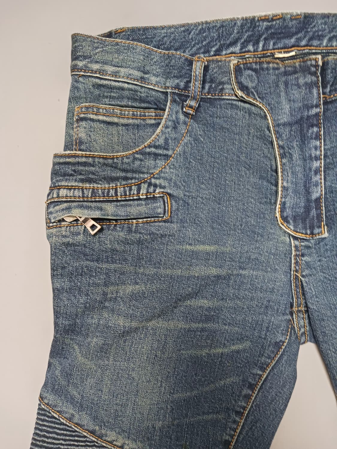 [32] 발망 진청 워싱 바이커진 청바지 상품이미지2