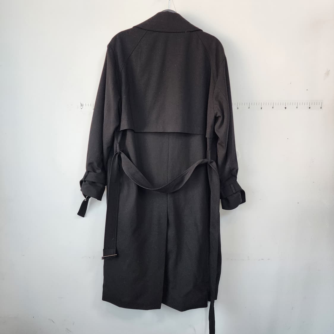 Drawfit 블랙 더블 버튼 롱 트렌치 코트 상품이미지4