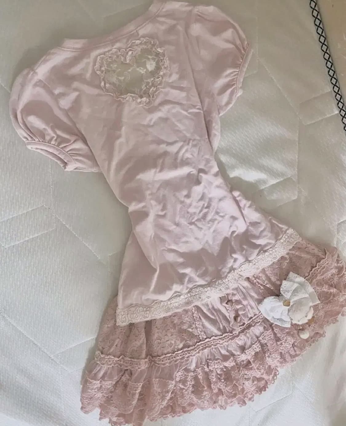 트랄라라 하트트임 레이스 퍼프탑+ 리즈리사 핑크 큐롯 세트 상품이미지1