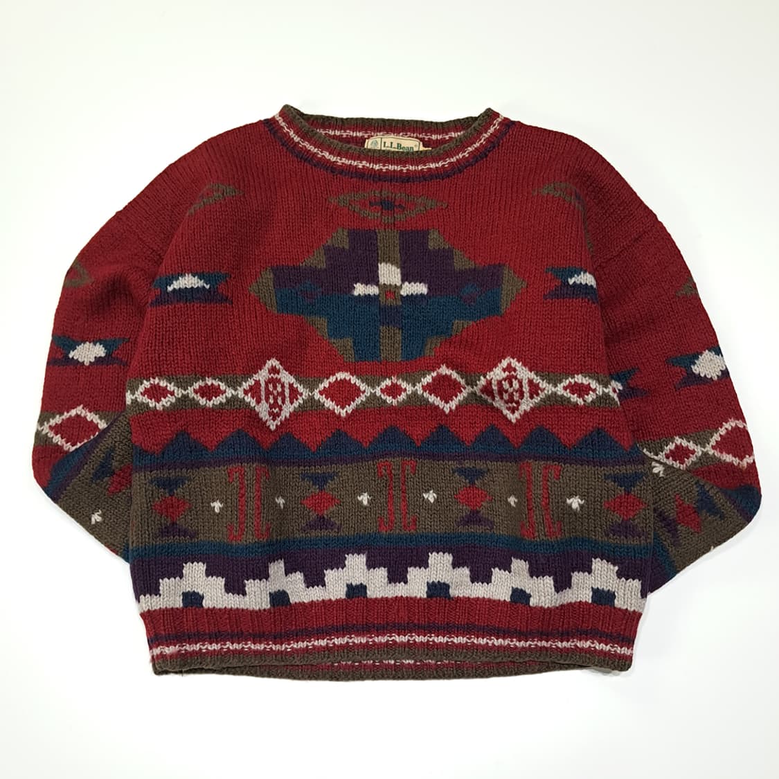CL106 L 엘엘빈 80s 퓨어 울 네이티브 패턴 크루넥 니트 상품이미지1