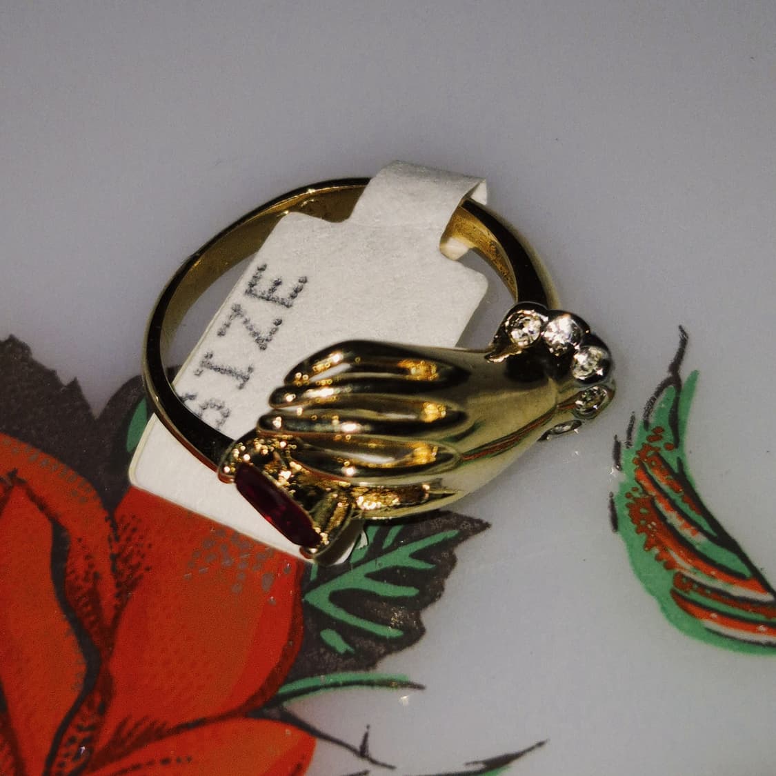 70s 미국 엔틱 핸드 루비 큐빅 골드 반지 상품이미지8