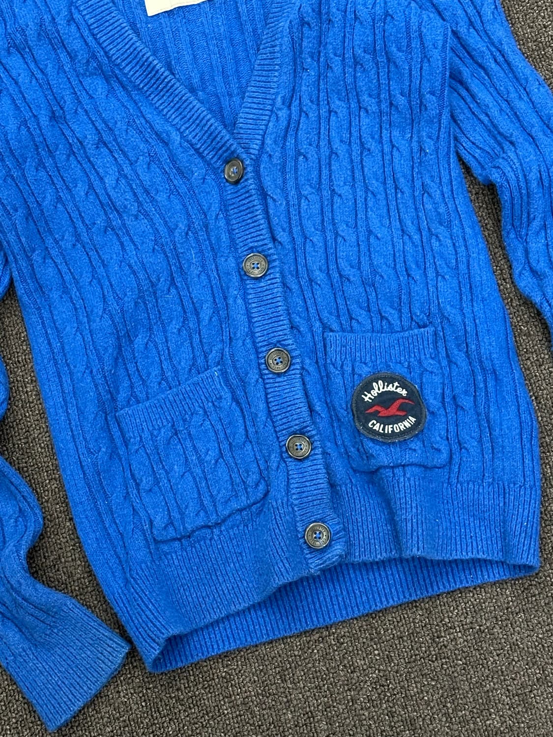 S)홀리스터 빈티지 여성 블루 케이블 니트 브이넥 가디건 상품이미지2