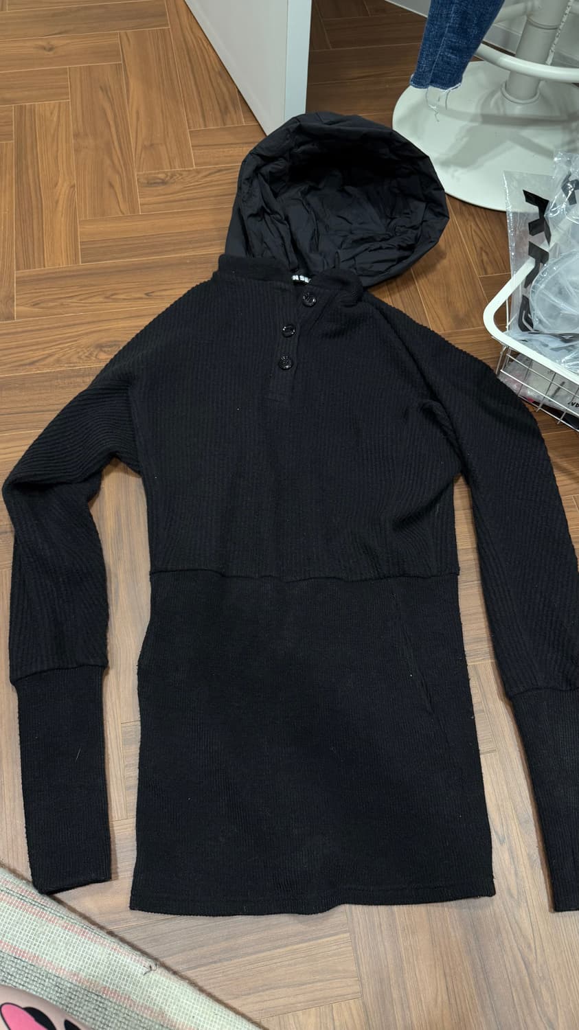 혜인서 패딩후드 원피스 블랙 상품이미지4