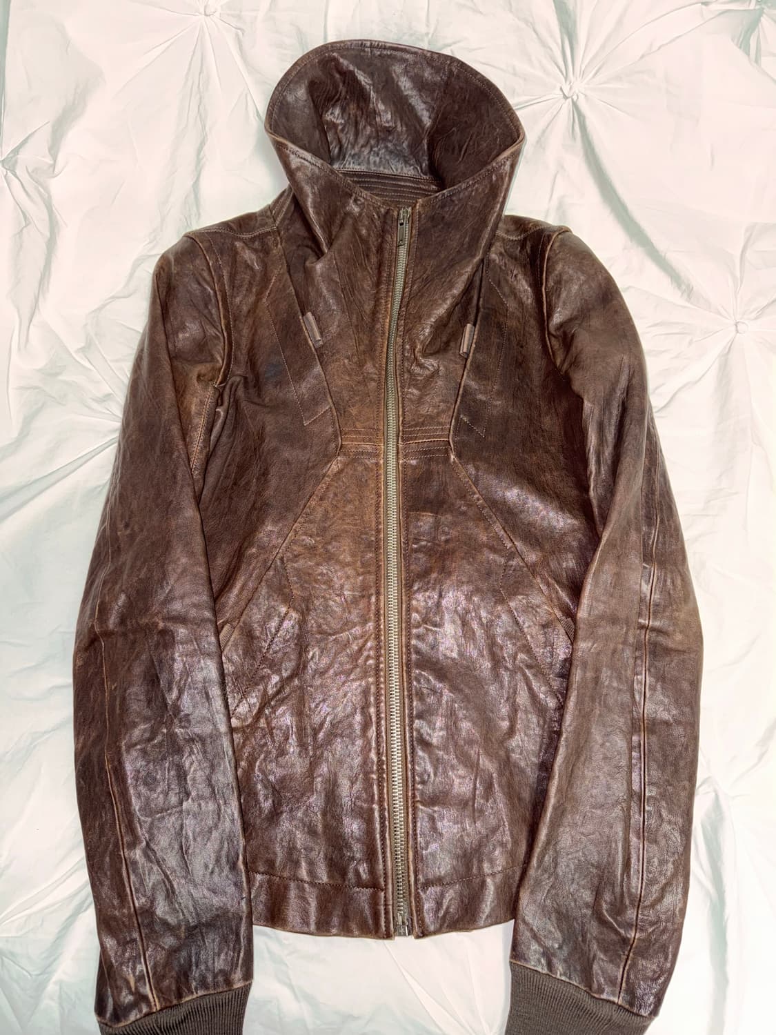 (XS) 릭오웬스 AW09 크러스트 비터 램스킨 레더 벨크로 지오 자켓 상품이미지2