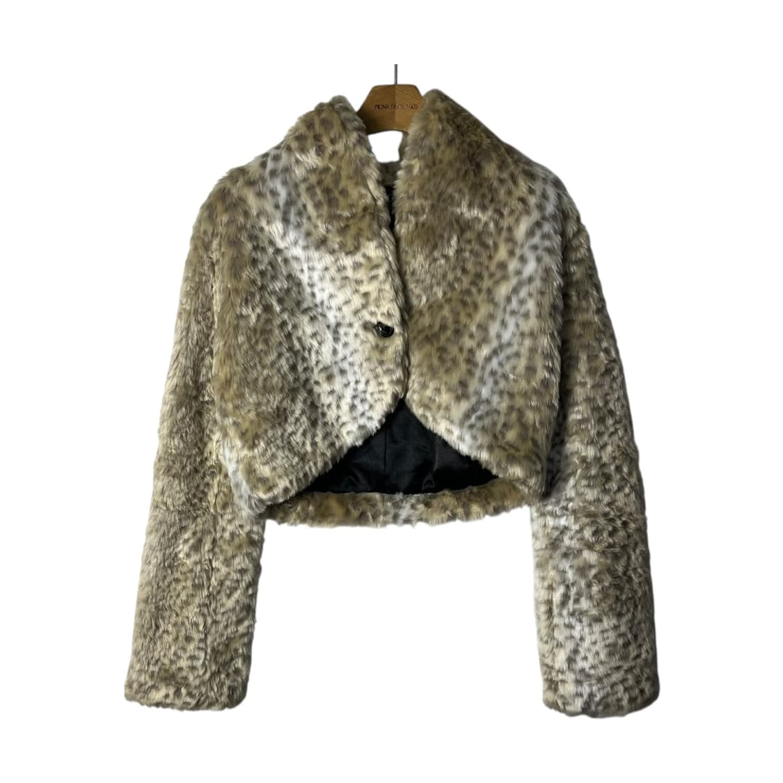 [ZELOS] 레오파드 크롭 퍼 자켓 상품이미지1