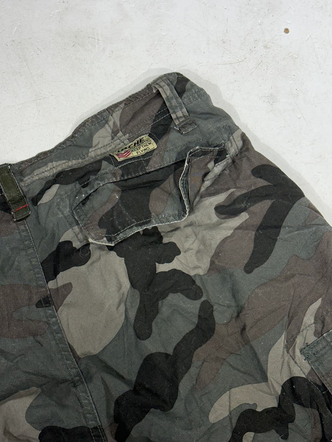 일본빈티지 VACHEC 카키 밀리터리 카모 와이드 카고 팬츠 군대 바지  상품이미지6