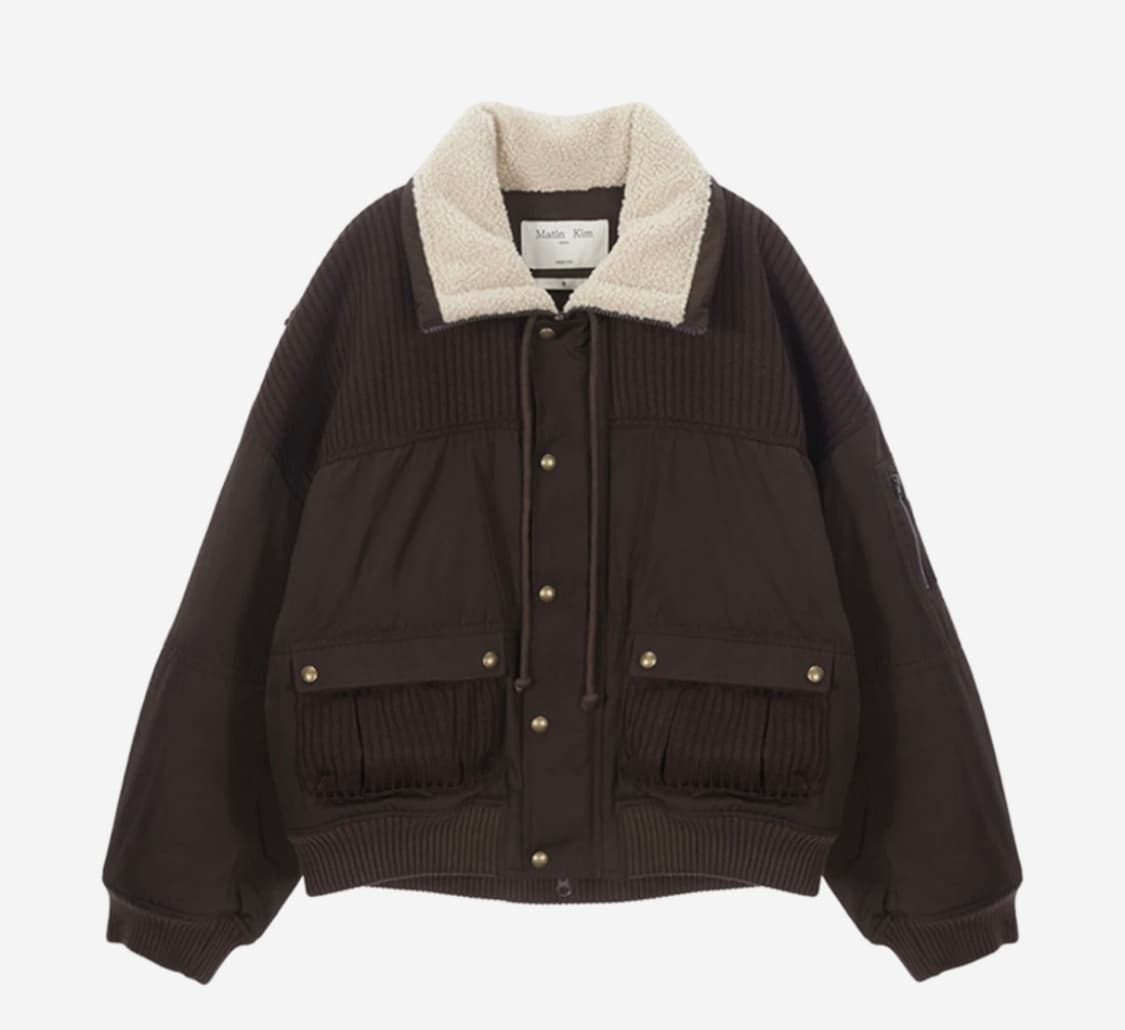 마뗑킴 Knit Mixed Flight Jumper Brown L 상품이미지1