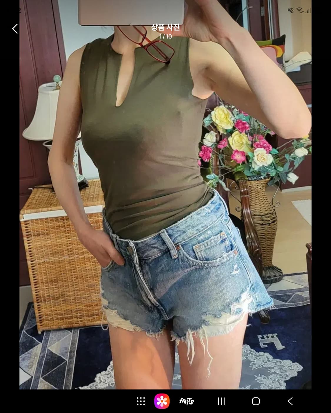 프랑스 모르간 카키 모달 셔츠  상품이미지1