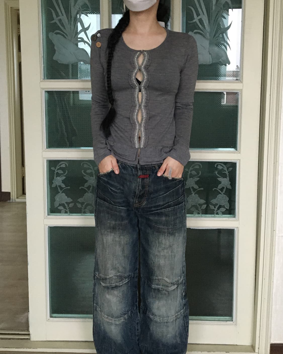 Lace trimming knit cardigan 상품이미지10