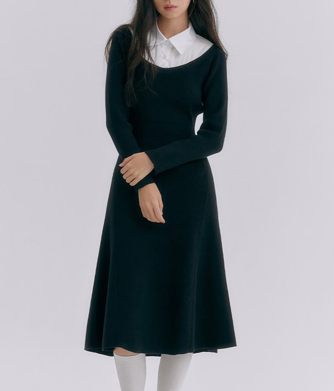 로엠 우븐매칭 니트원피스 상품이미지1