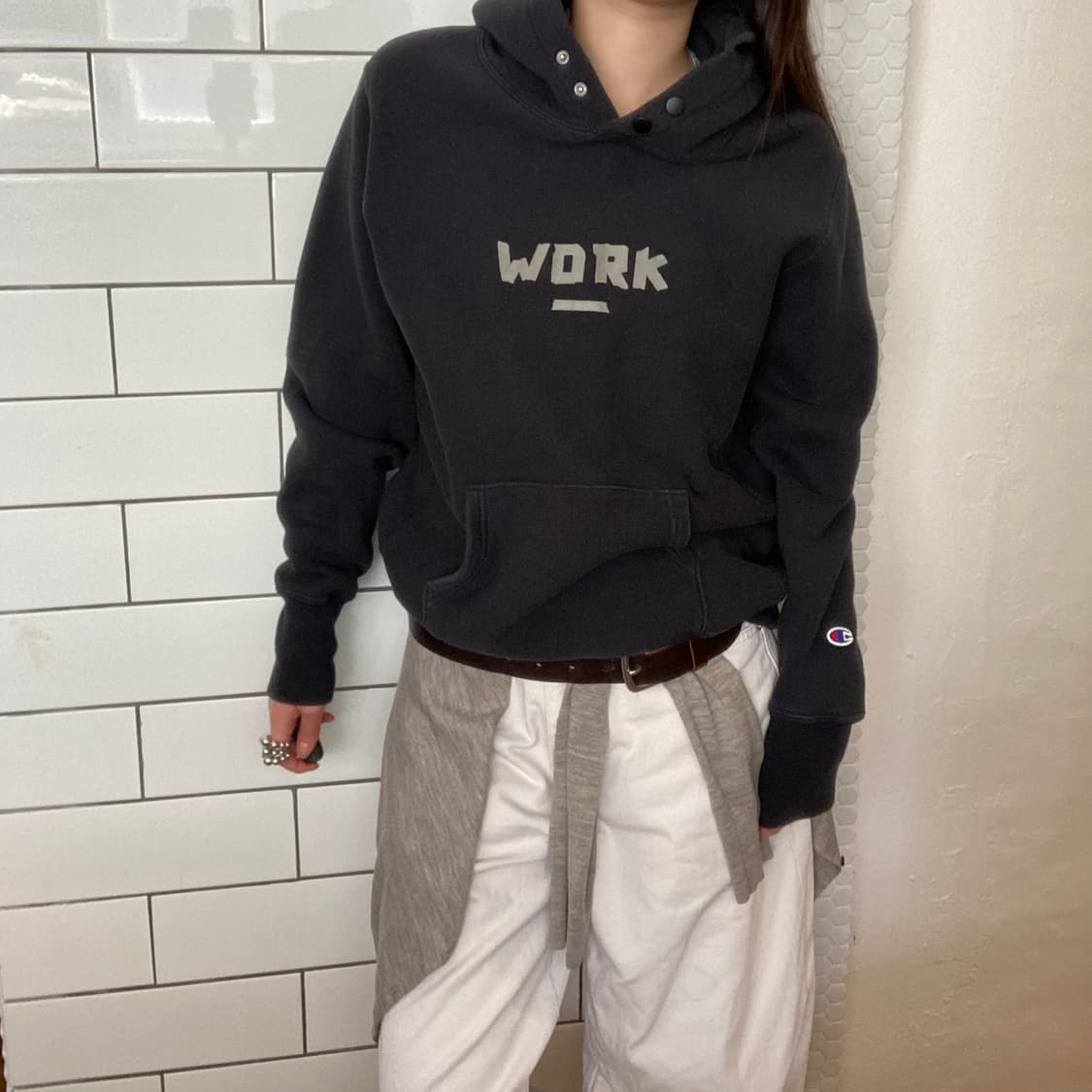 챔피온 리버스위브 블루택 후드 스웨트셔츠 상품이미지3