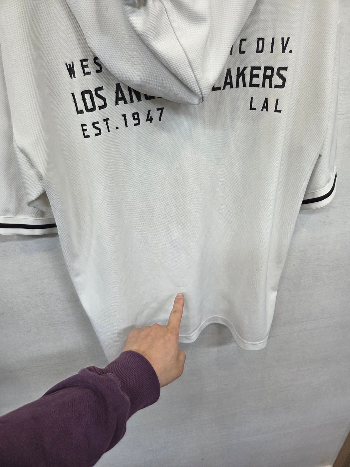 Nba la 레이커스 빈티지 후드 져지반팔 m 상품이미지9