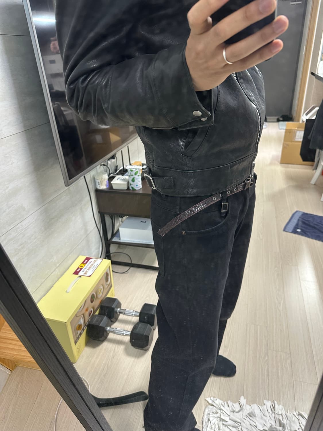 드리스반노튼 슬림 크로커다일 벨트 다크브라운 120cm 상품이미지3