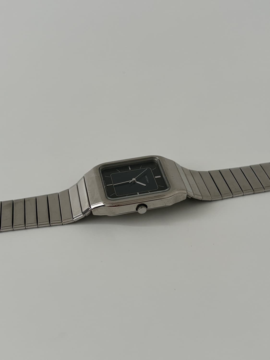 80s black dial silver square quartz 상품이미지5