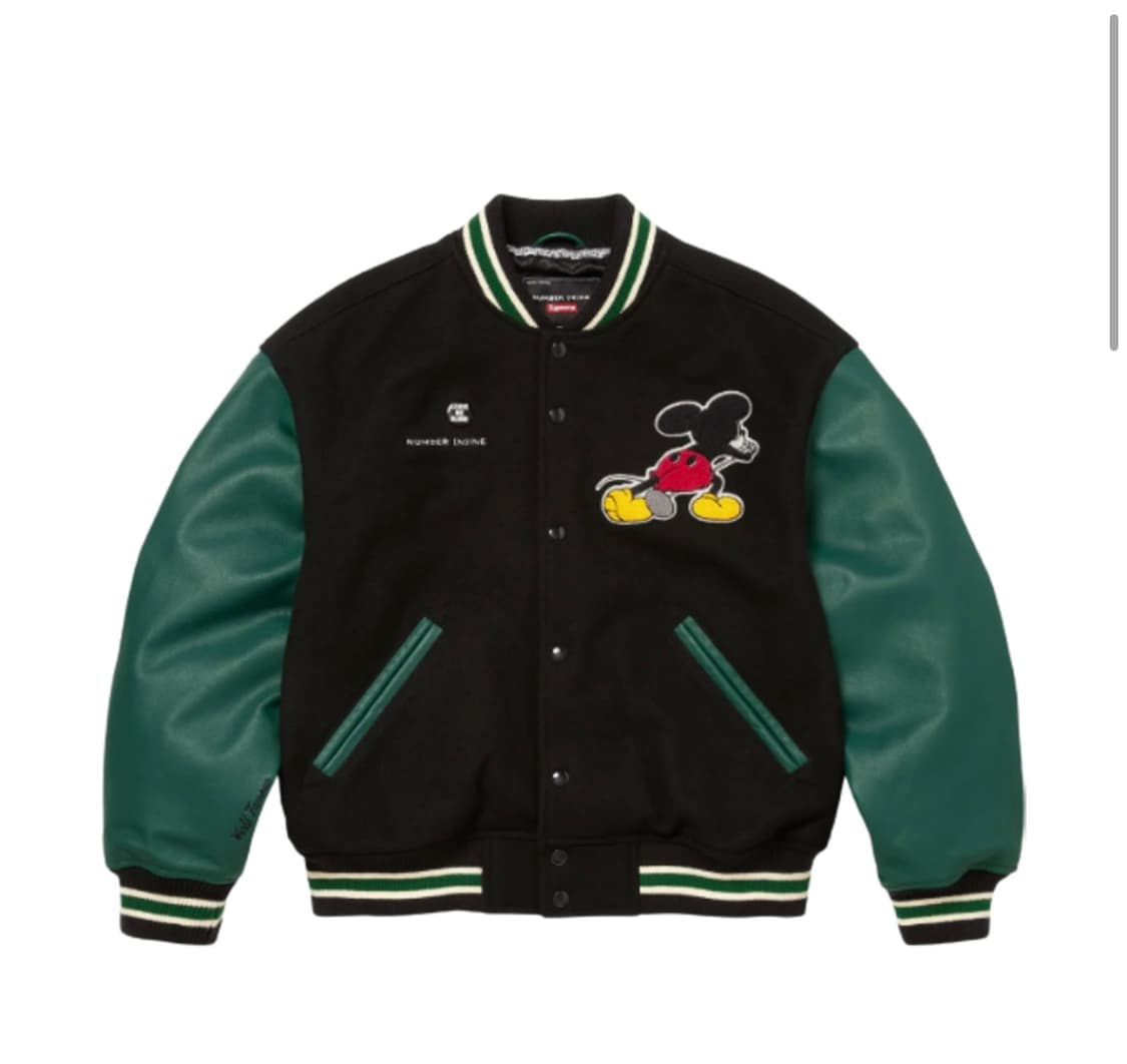 슈프림 넘버 나인 미키 마우스 바시티 자켓 블랙 - 25FW 상품이미지1