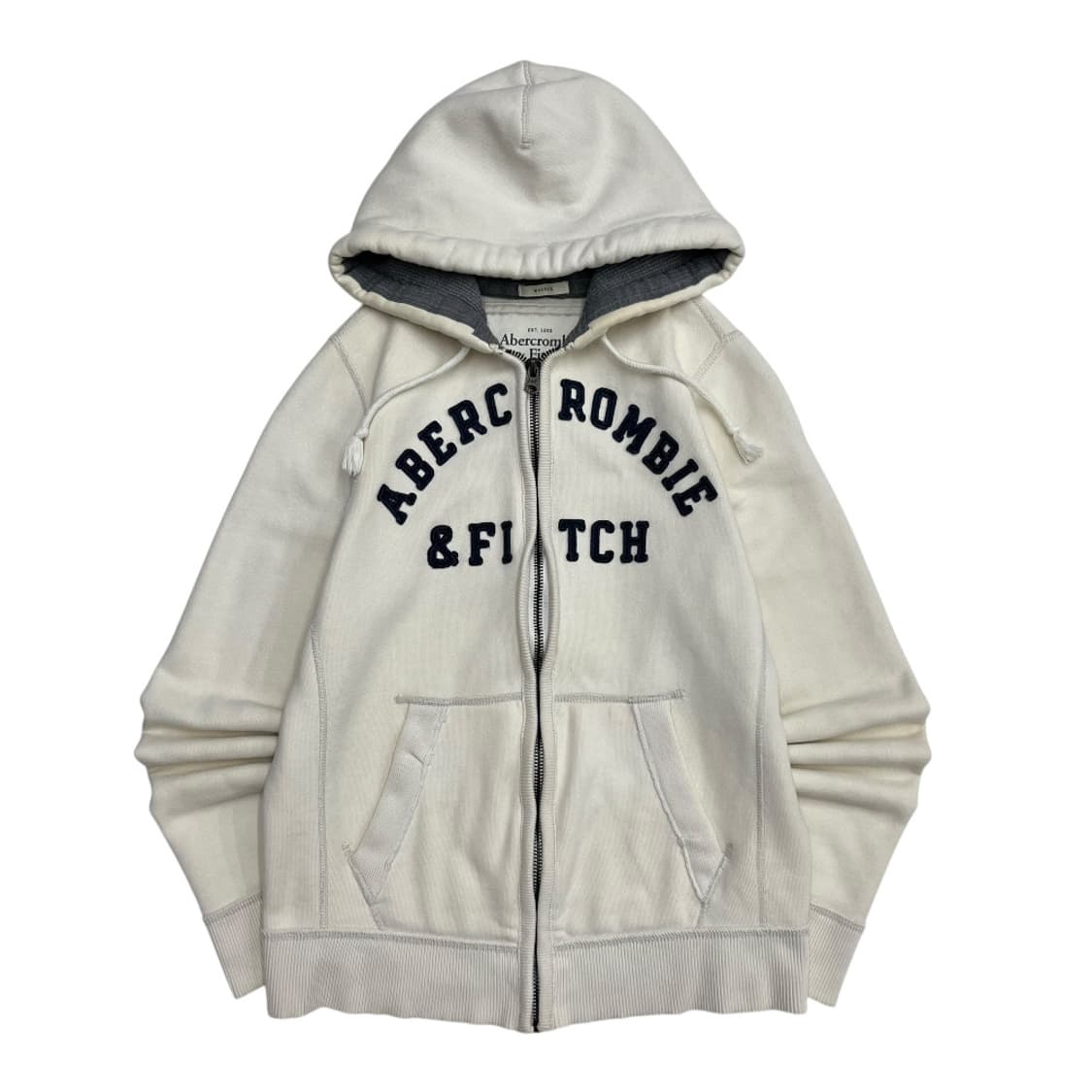 아베크롬비 센터로고 화이트 후드집업 L 상품이미지2
