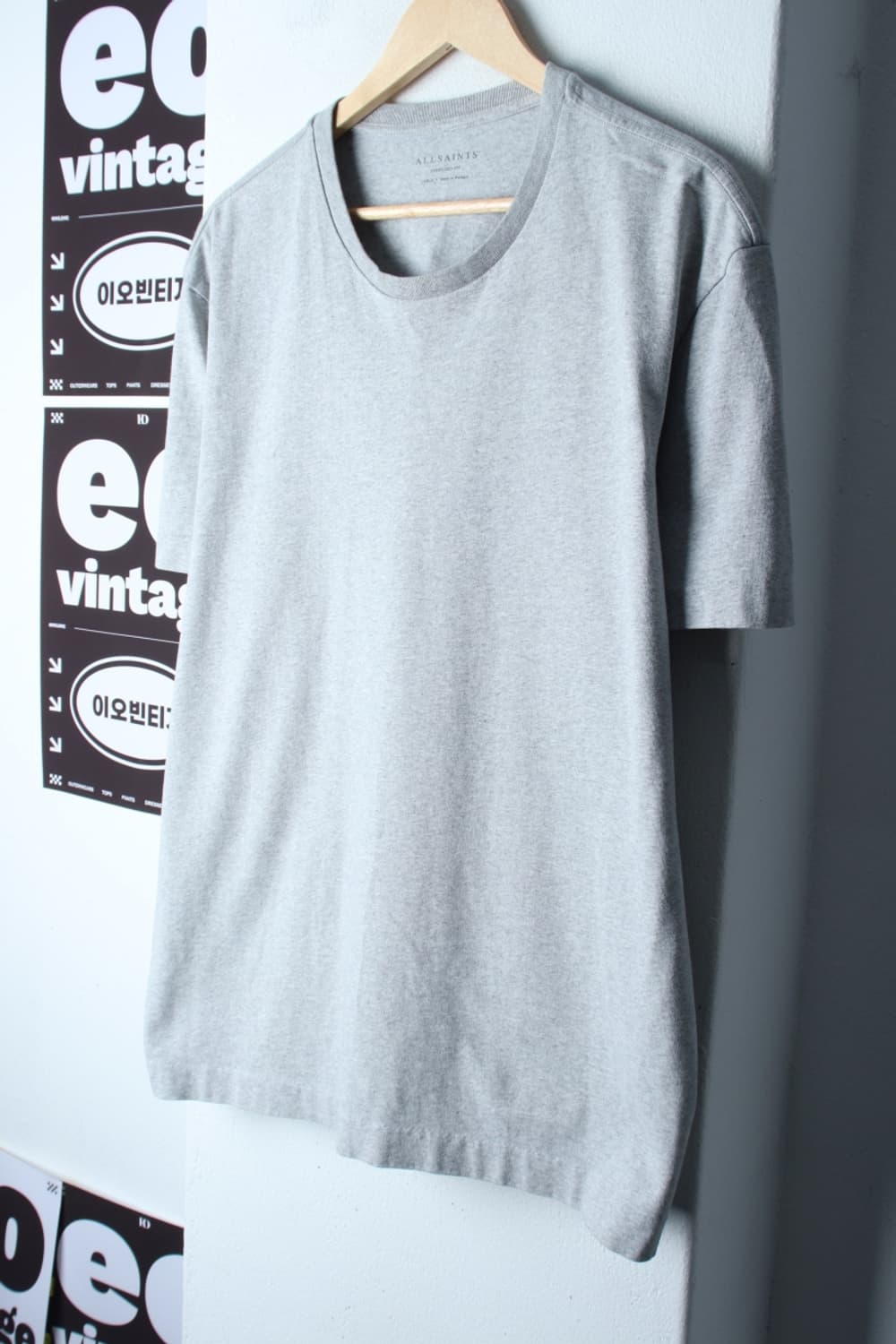 (L-2XL) 올세인츠 반팔 티셔츠 오버사이즈 그레이 무지-H32864 상품이미지1