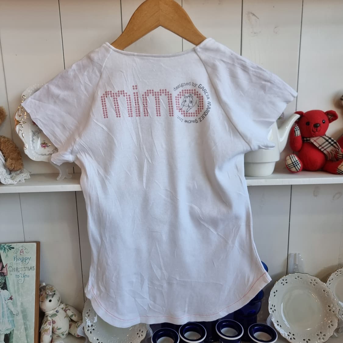 Mimo 강아지 프린팅 반팔 티셔츠 화이트 상품이미지3