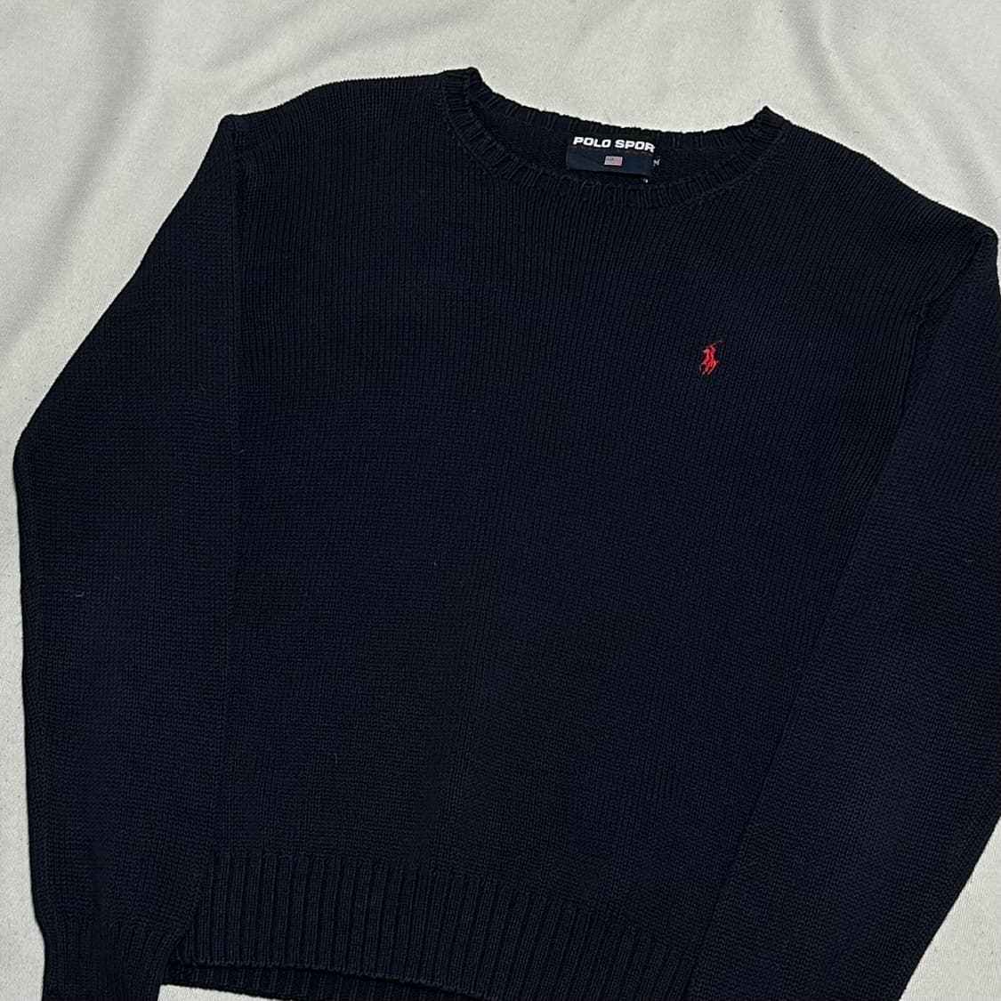 M 폴로 스포츠 네이비 라운드넥 니트 상품이미지1