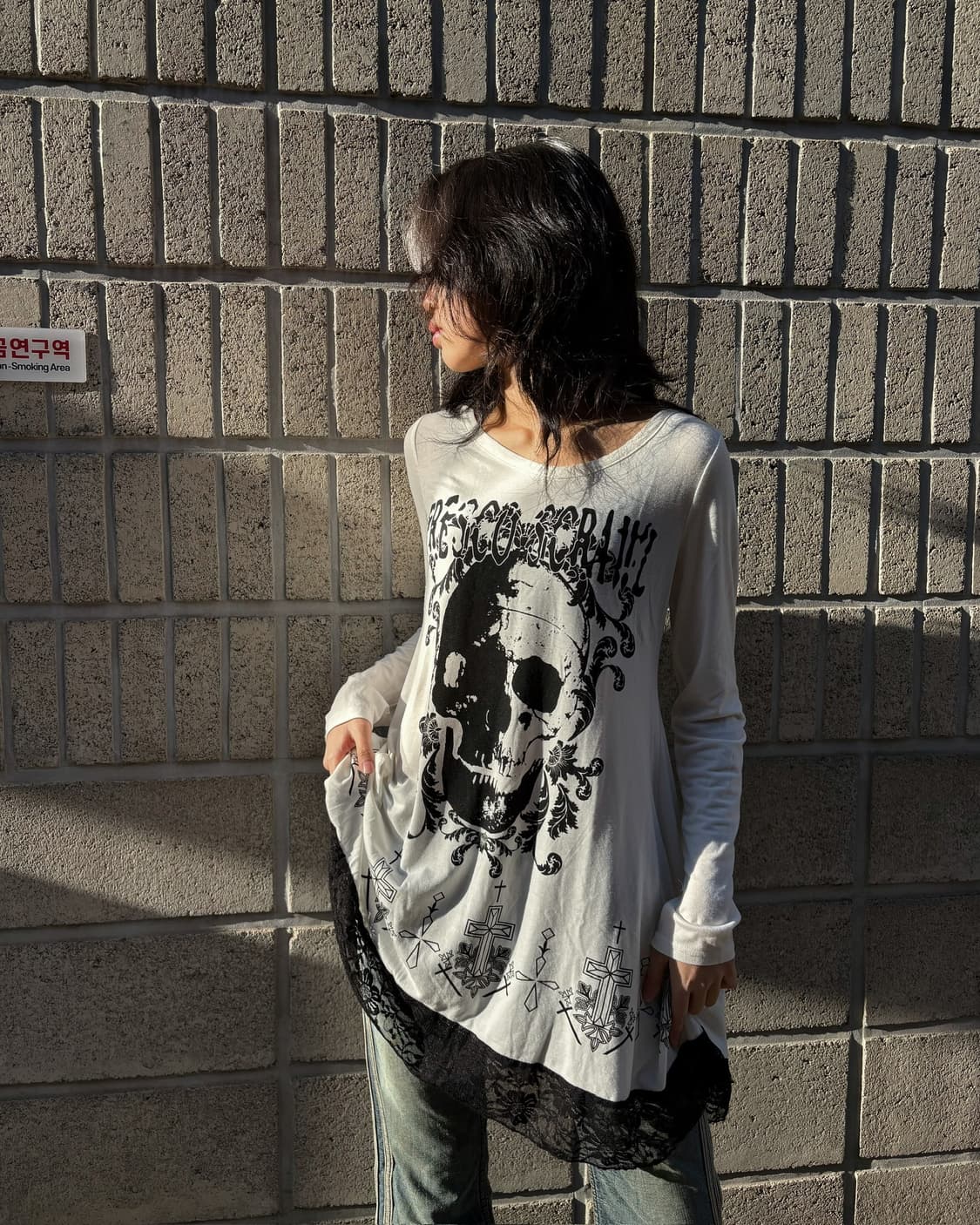 MKR 코튼 레이스 아일렛 디테일 롱 슬리브 상품이미지6