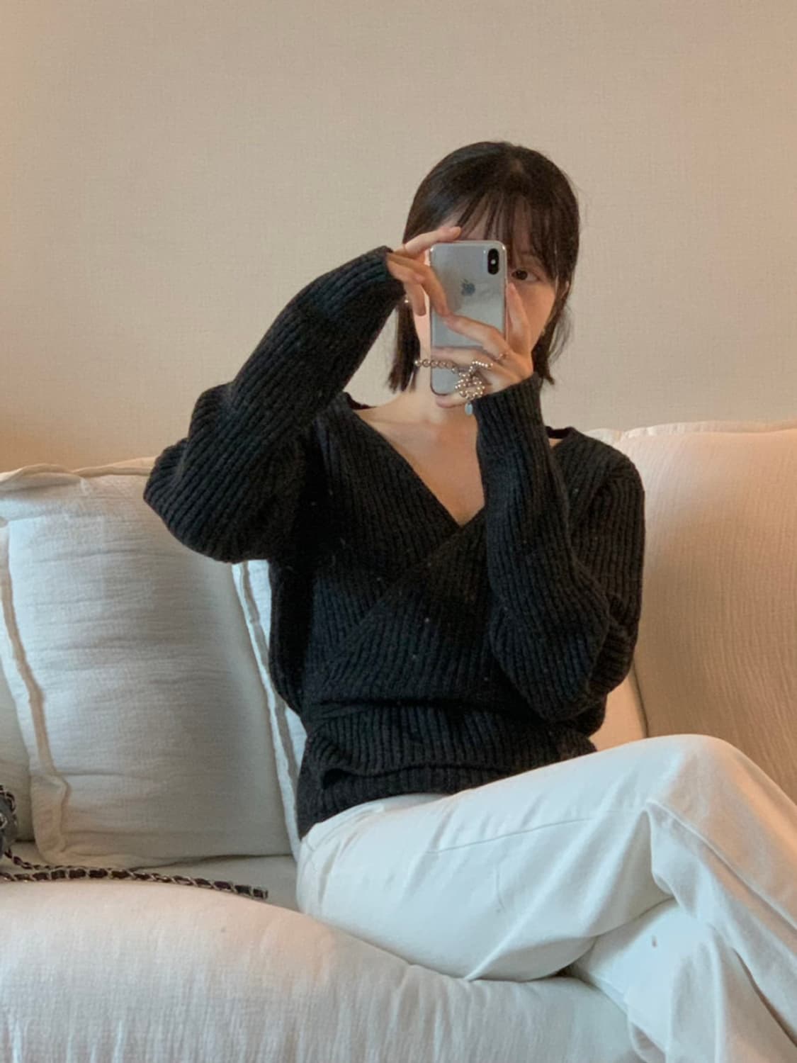 [HAUS]하우스 울캐시미어 랩 니트 (울60,캐시5)  상품이미지6