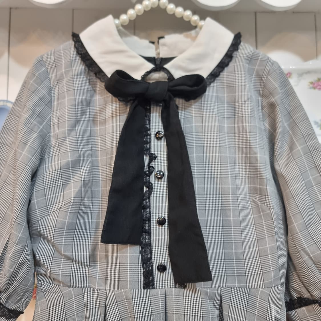 ROJITA(로지타) 체크 배색 리본 원피스 상품이미지2