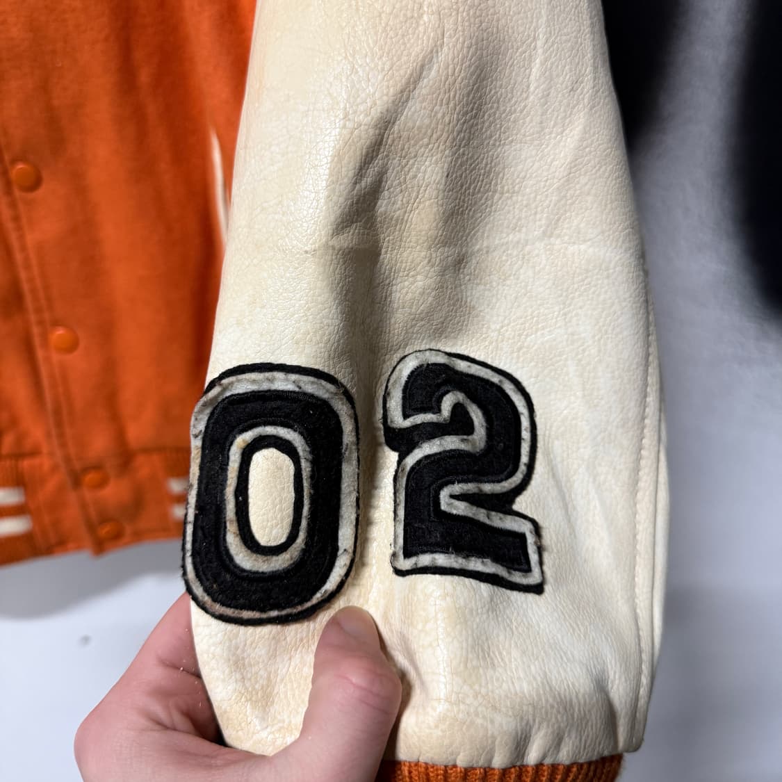 VTG 빈티지 올드스쿨 빅 패치 레더암 바시티 자켓 상품이미지5