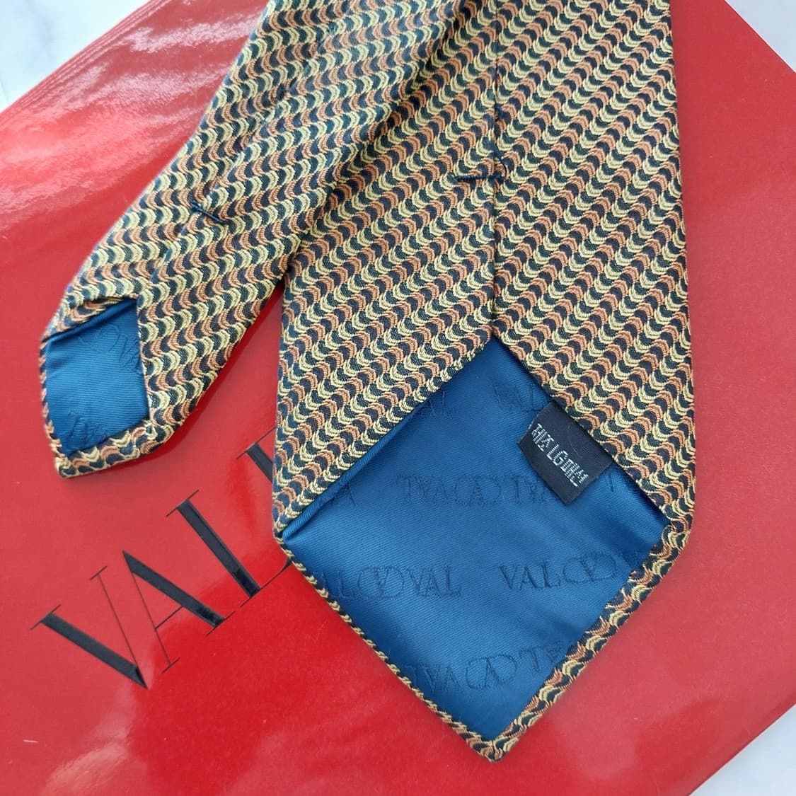 발렌티노 실크 옐로우&브라운 웨이브 넥타이 9.4cm A+등급 K1054 상품이미지7