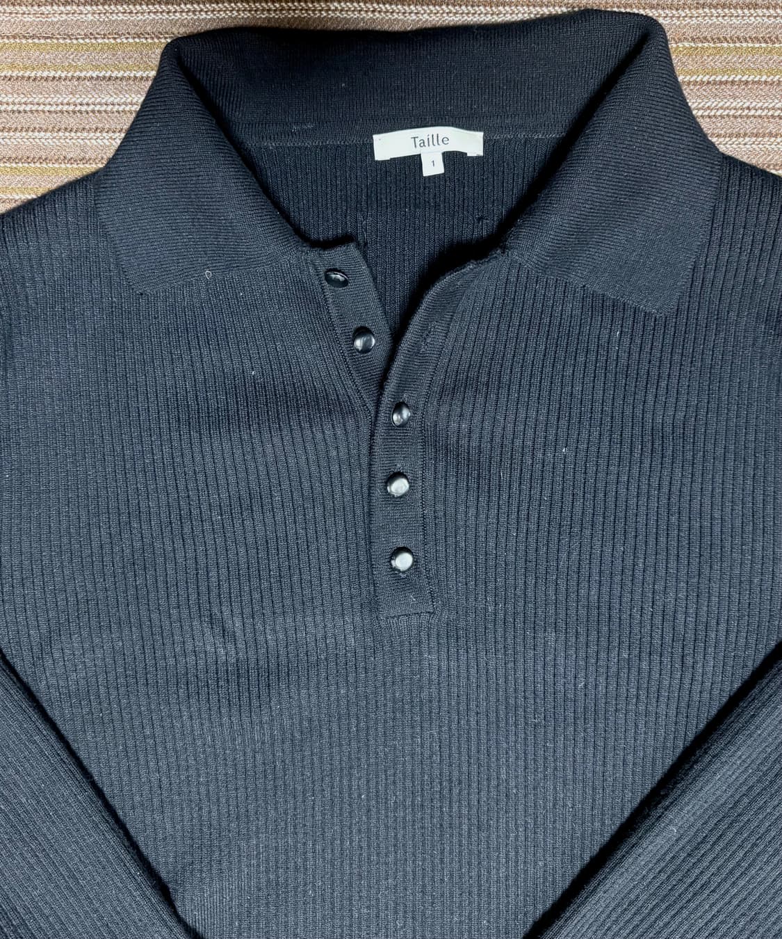 타일레 CIGAR RIB SHELL KNIT POLO TOP BLACK  상품이미지4
