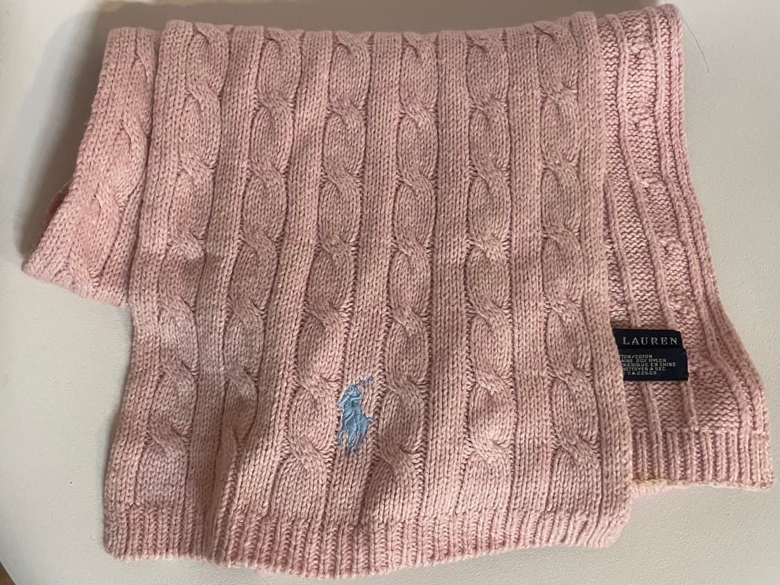 폴로 핑크 케이블 니트 목도리 상품이미지1