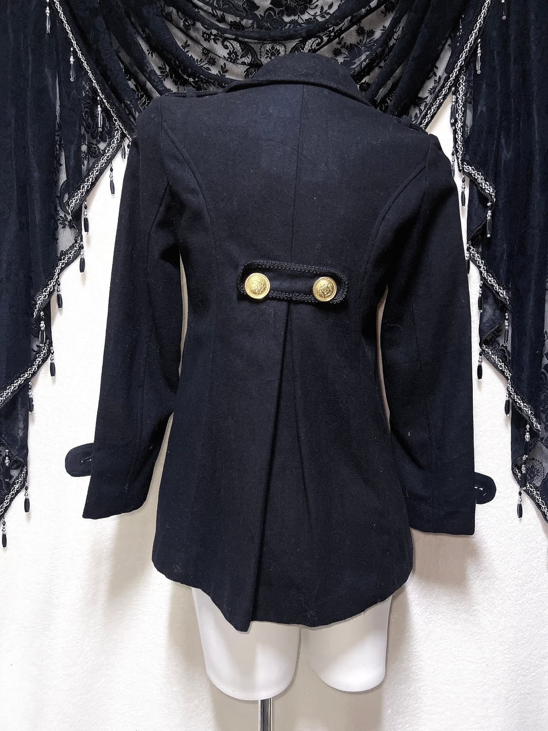 로맨틱고딕 로걀 오네갸루 블랙 금장 버튼 더블 코트 자켓 고스로리 펑크 상품이미지6