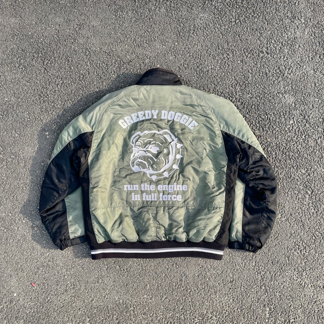 90s GREEDY 불독 올드스쿨 레이싱 봄버 자켓 항공잠바 XXL 상품이미지3