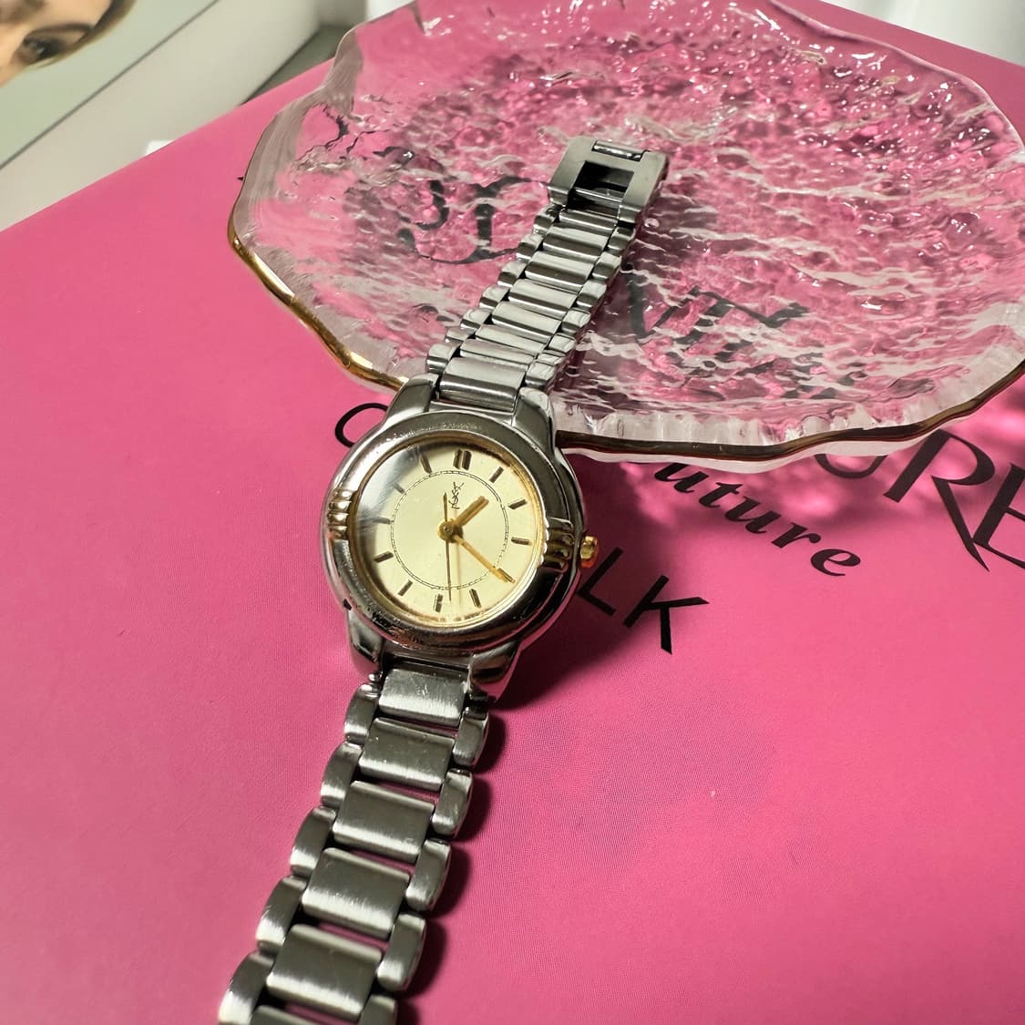 빈티지 YSL 콤비 라운드 스테인리스 스틸 시계 상품이미지1