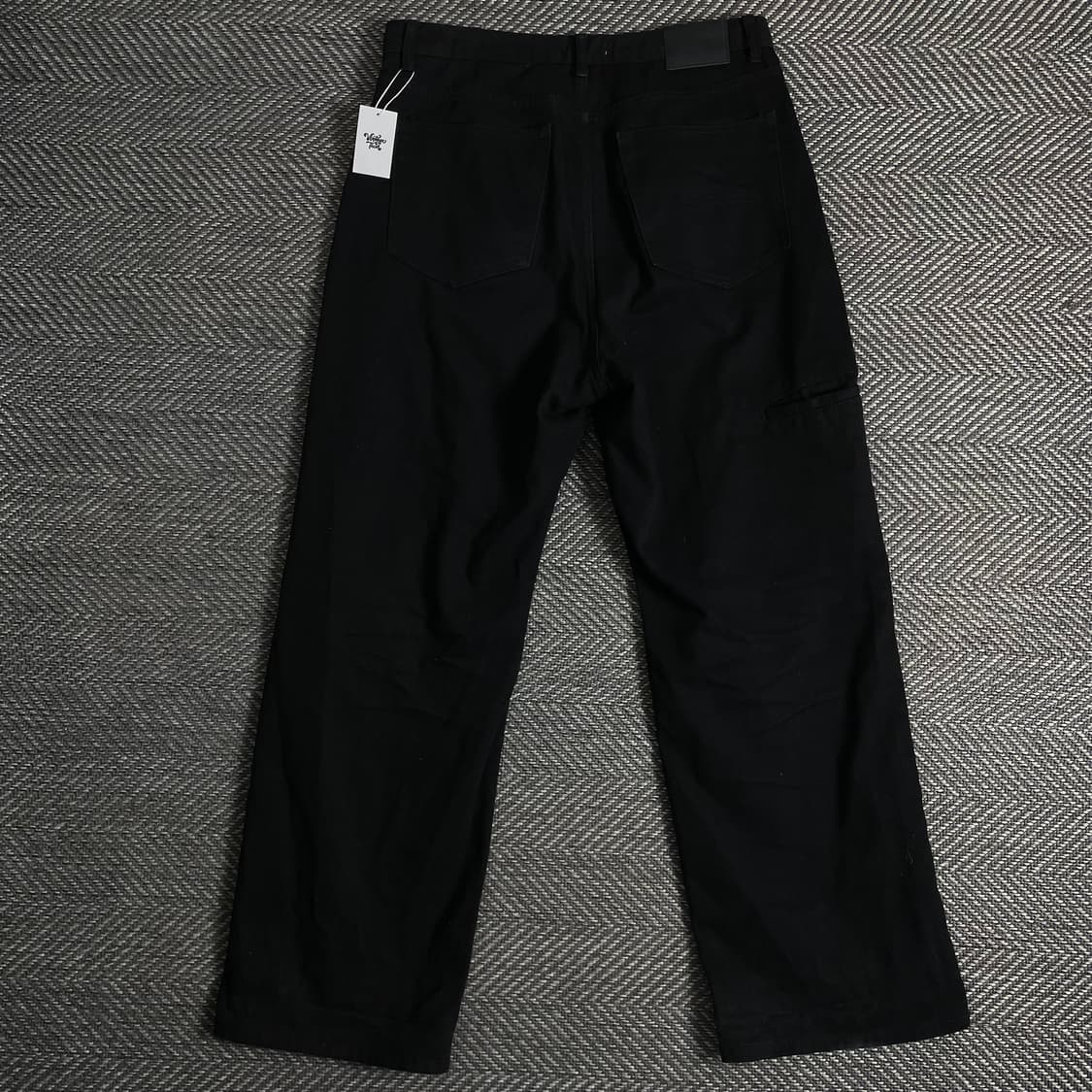 벌스데이 더블니 블랙 데님 와이드 핏 워크 팬츠 o 3458 상품이미지4