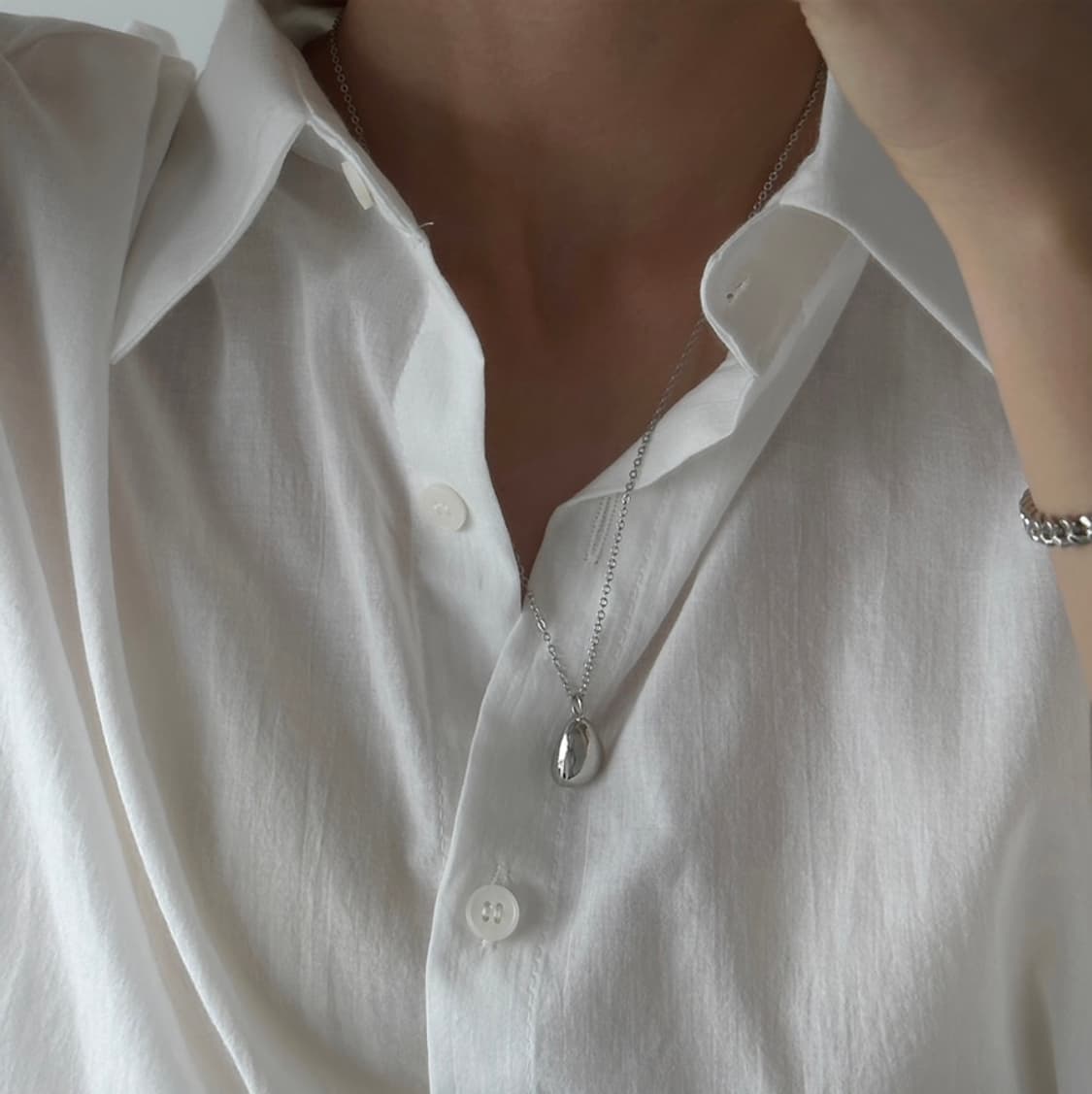 oure 물방울 펜던트 은 목걸이 상품이미지2