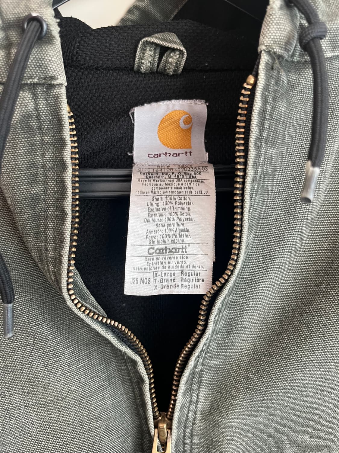 칼하트 액티브 자켓 모스그린 XL사이즈 (J25) 상품이미지5