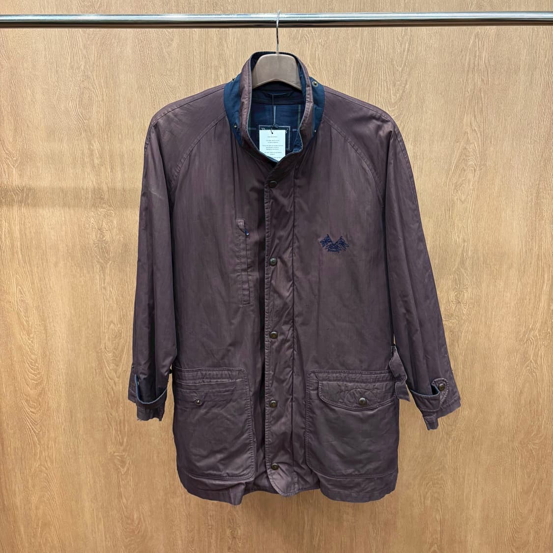 버버리 하프 코트 필드 자켓 싱글 브레스티드 스탠드 칼라 디테일 버건디 상품이미지2