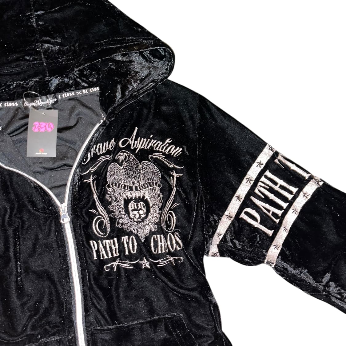 글리터 프린팅 벨벳 후드집업 펑크y2k 상품이미지5