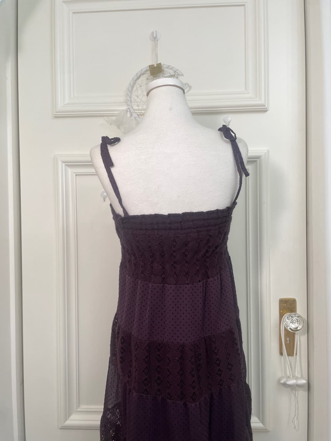 purple lace dot bow banding opc&skirt 상품이미지4