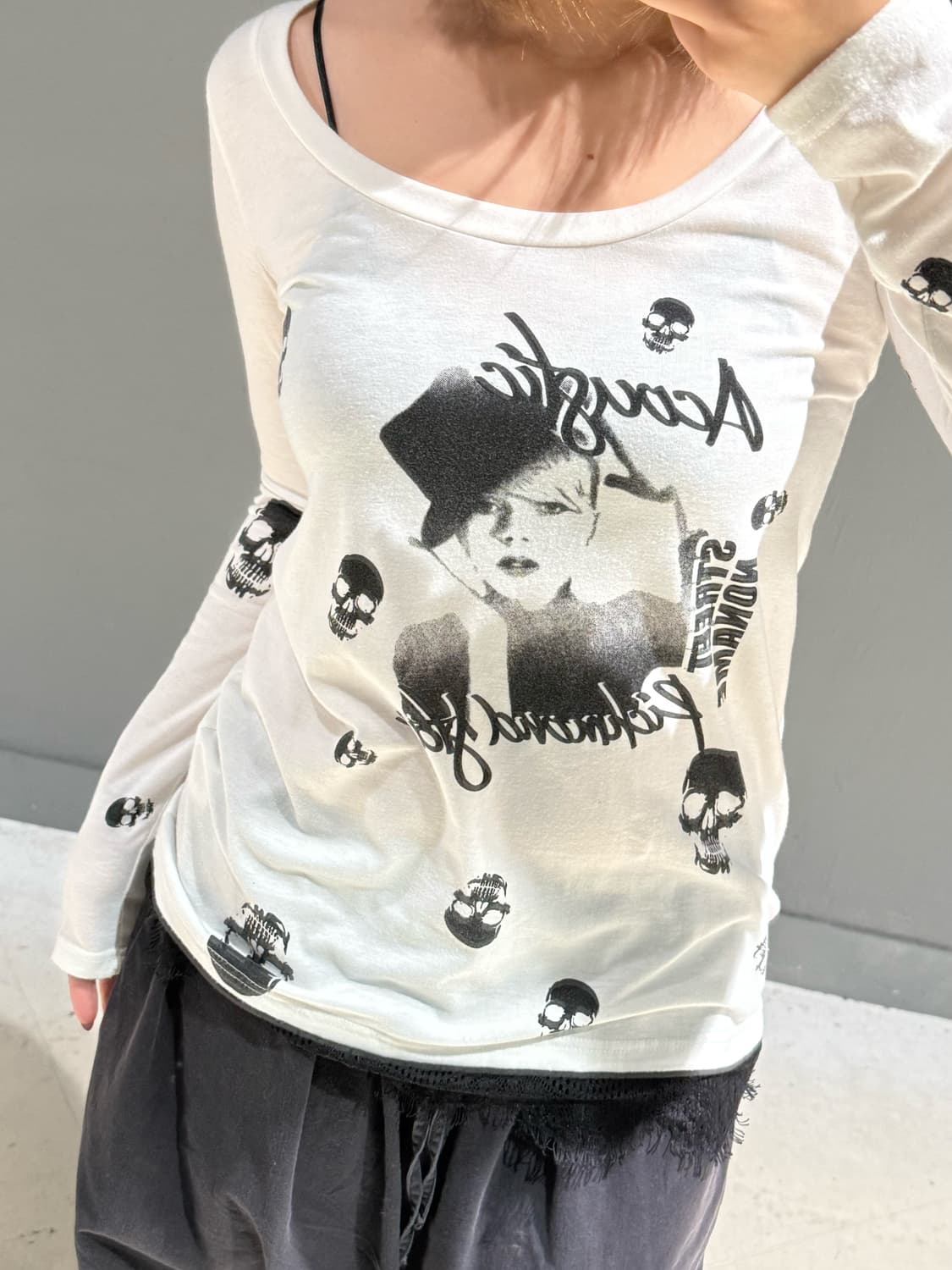 skull & girl printing long sleeve 상품이미지3