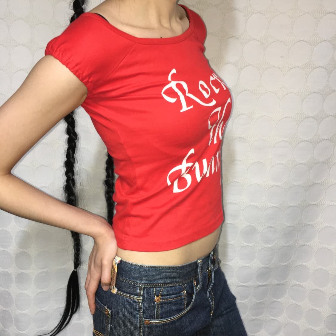빈티지 레드 코튼 반팔 티셔츠 상품이미지2