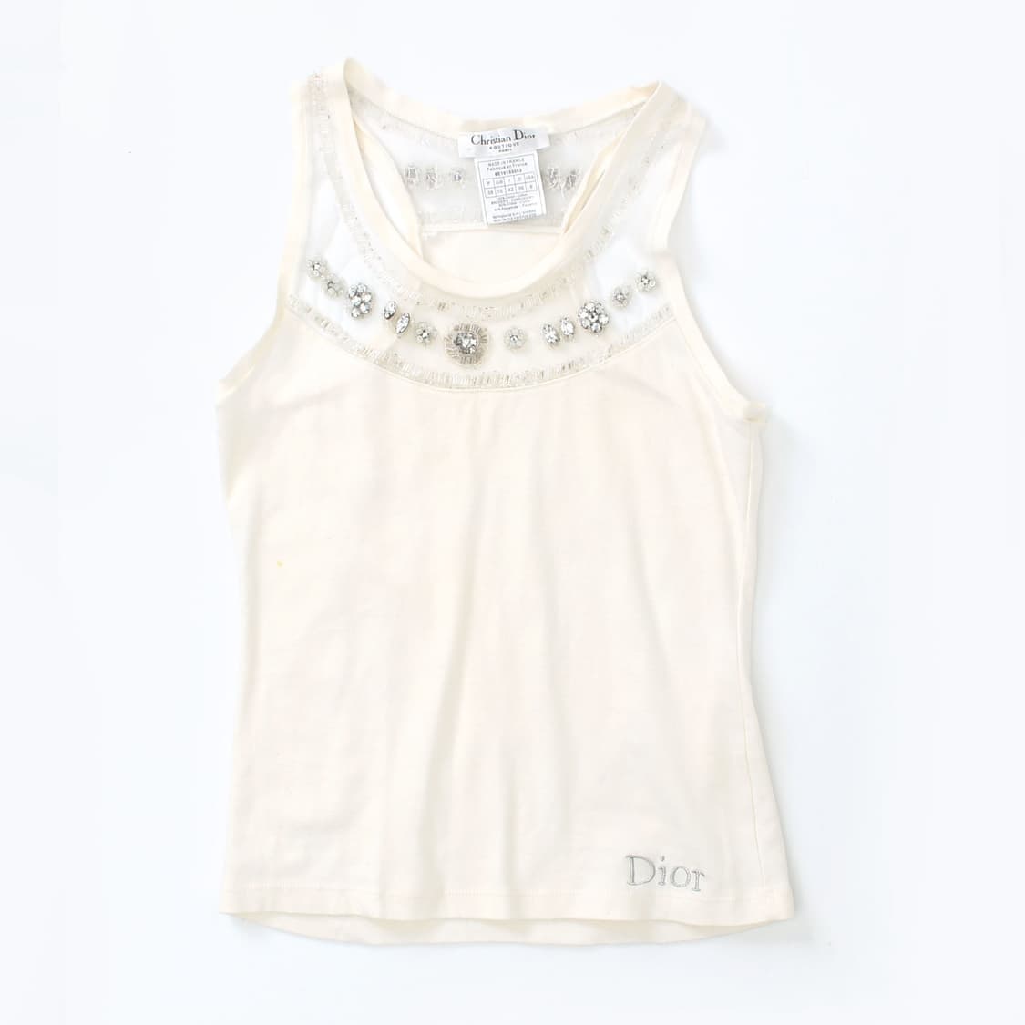 디올 Dior 빈티지 비즈 장식 자수 슬리브리스 나시 티셔츠 상품이미지1