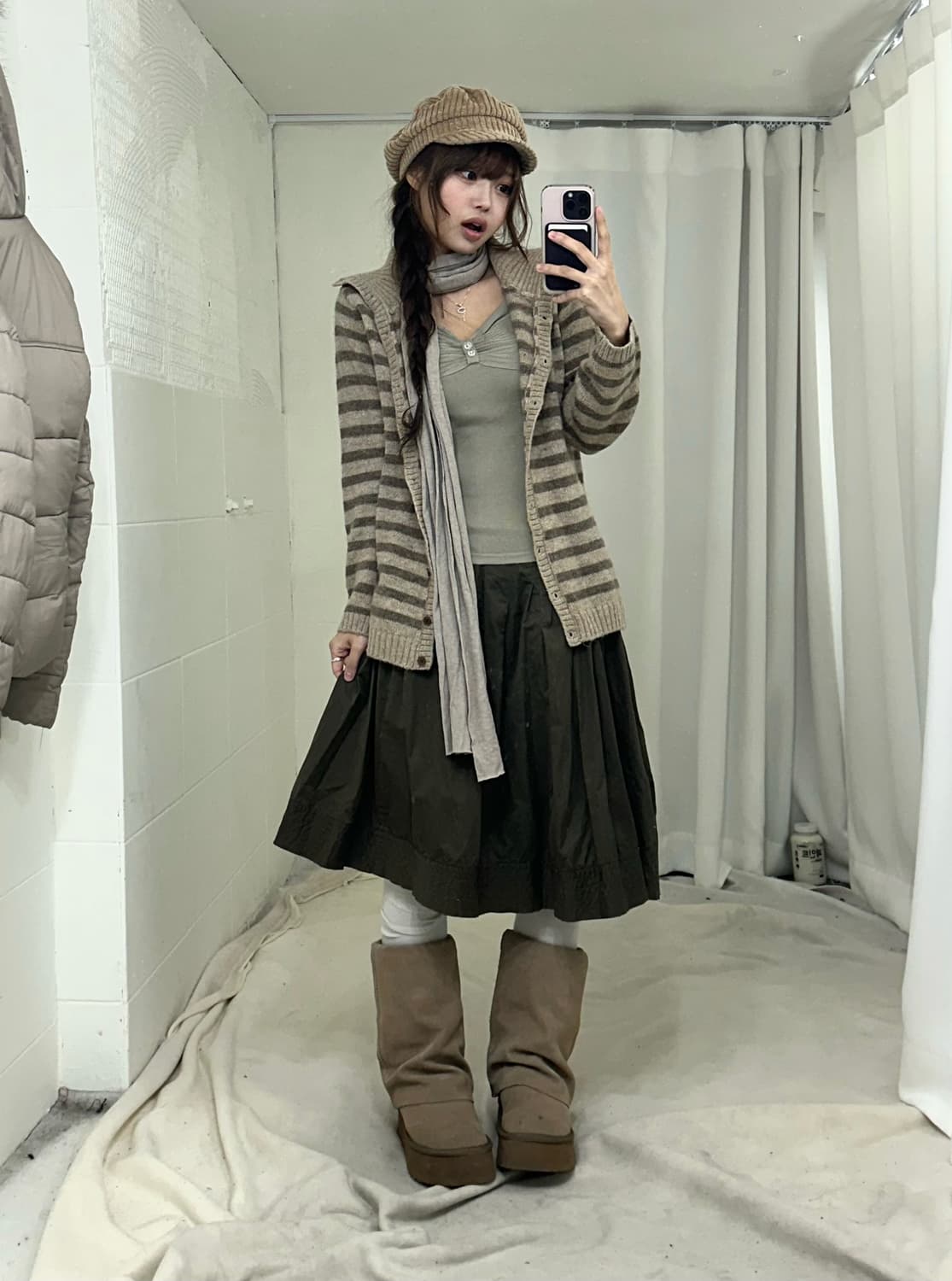 아베크롬비 울프죠 패딩 모리걸 카키 코디세트 상품이미지2